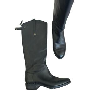 Sam Edelman 7 riding boot soft leather black high shin flat comfort fall boots